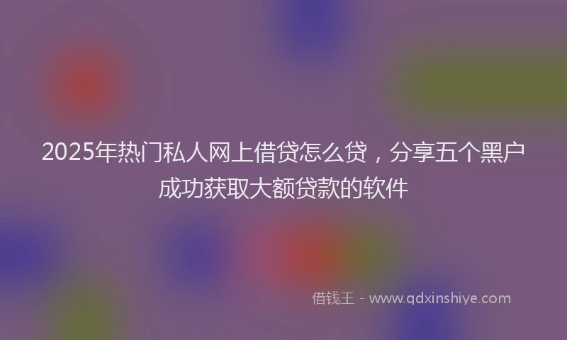 2025年热门私人网上借贷怎么贷，分享五个黑户成功获取大额贷款的软件