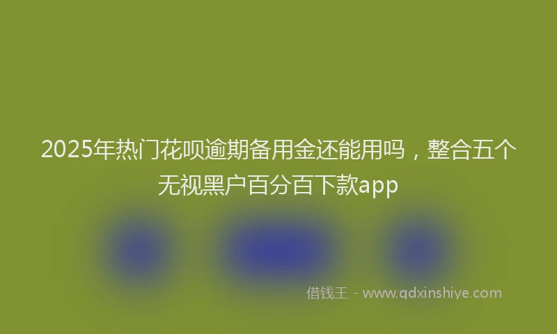 2025年热门花呗逾期备用金还能用吗，整合五个无视黑户百分百下款app