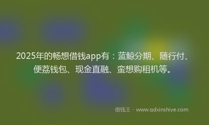 2025年的畅想借钱app有：蓝鲸分期、随行付、便荔钱包、现金直融、蛮想购租机等。