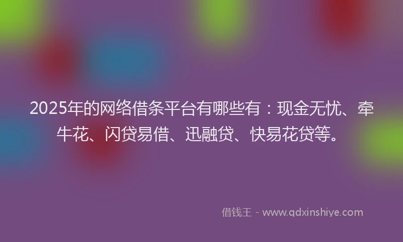 2025年的网络借条平台有哪些有：现金无忧、牵牛花、闪贷易借、迅融贷、快易花贷等。