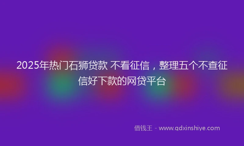 2025年热门石狮贷款 不看征信，整理五个不查征信好下款的网贷平台
