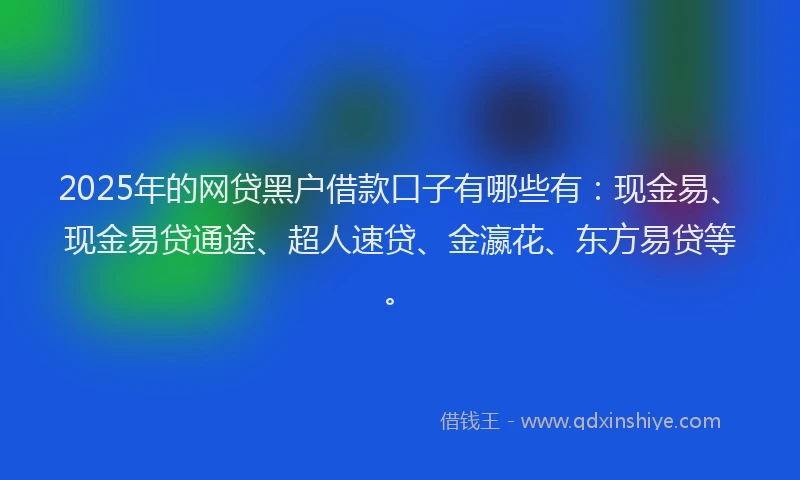 2025年的网贷黑户借款口子有哪些有：现金易、现金易贷通途、超人速贷、金瀛花、东方易贷等。