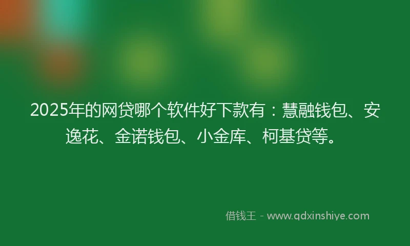 2025年的网贷哪个软件好下款有：慧融钱包、安逸花、金诺钱包、小金库、柯基贷等。
