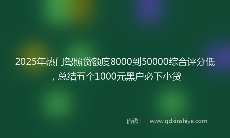 2025年热门驾照贷额度8000到50000综合评分低，总结五个1000元黑户必下小贷