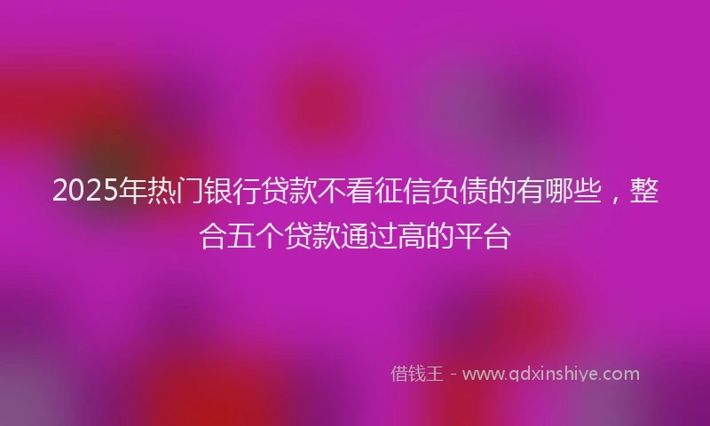 2025年热门银行贷款不看征信负债的有哪些，整合五个贷款通过高的平台