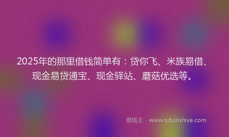 2025年的那里借钱简单有：贷你飞、米族易借、现金易贷通宝、现金驿站、蘑菇优选等。