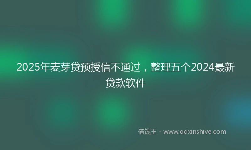 2025年麦芽贷预授信不通过，整理五个2024最新贷款软件