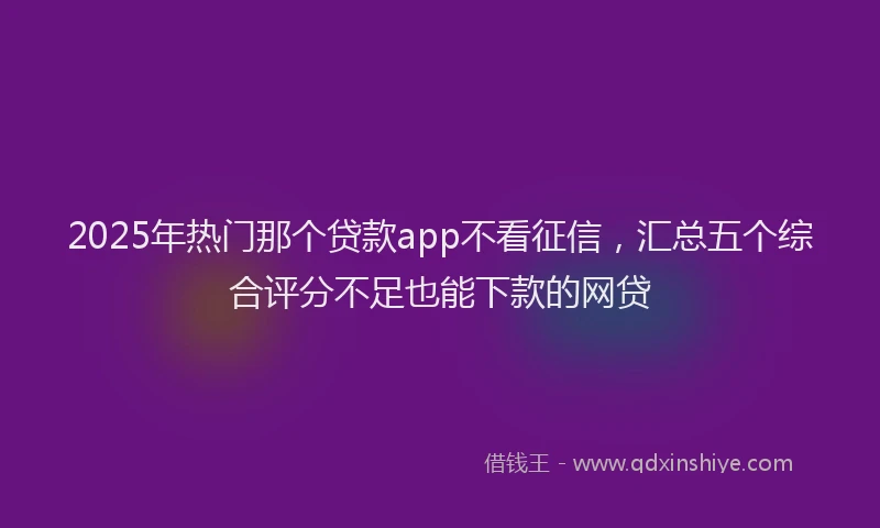 2025年热门那个贷款app不看征信，汇总五个综合评分不足也能下款的网贷