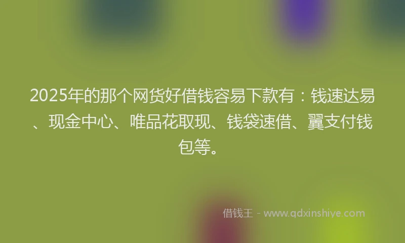 2025年的那个网货好借钱容易下款有：钱速达易、现金中心、唯品花取现、钱袋速借、翼支付钱包等。