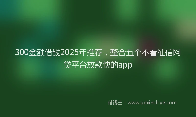 300金额借钱2025年推荐，整合五个不看征信网贷平台放款快的app