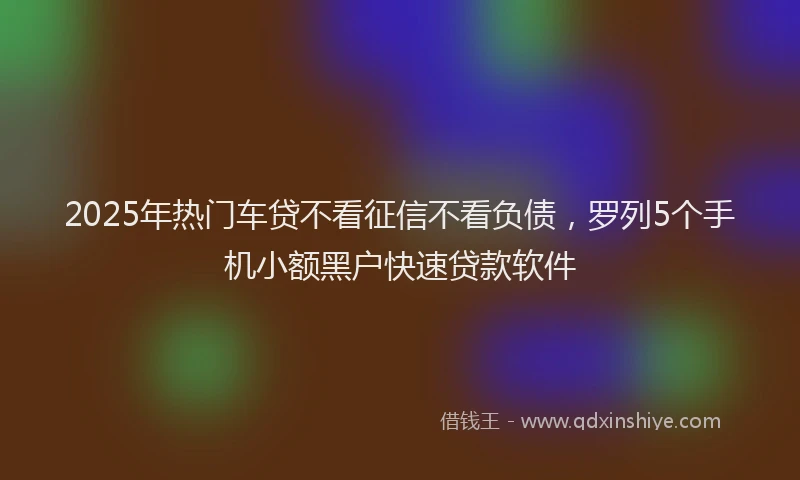 2025年热门车贷不看征信不看负债，罗列5个手机小额黑户快速贷款软件