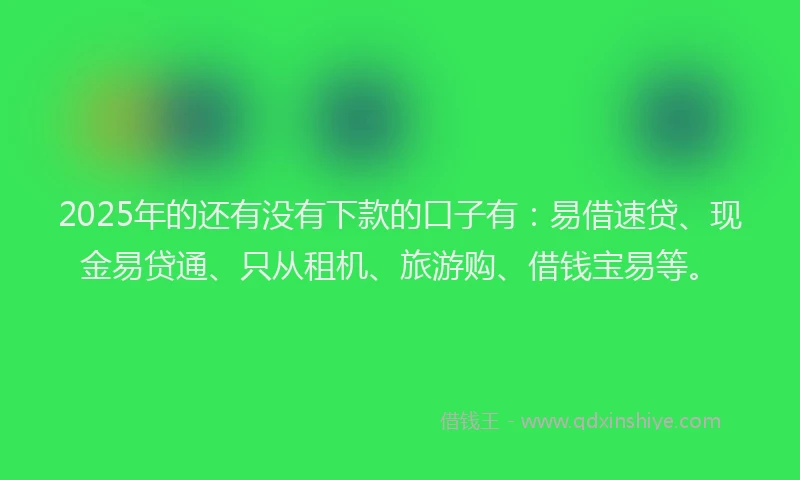 2025年的还有没有下款的口子有：易借速贷、现金易贷通、只从租机、旅游购、借钱宝易等。