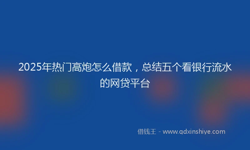 2025年热门高炮怎么借款，总结五个看银行流水的网贷平台