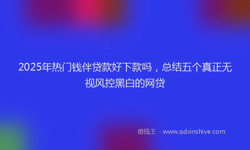2025年热门钱伴贷款好下款吗，总结五个真正无视风控黑白的网贷