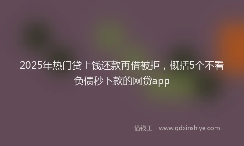 2025年热门贷上钱还款再借被拒，概括5个不看负债秒下款的网贷app