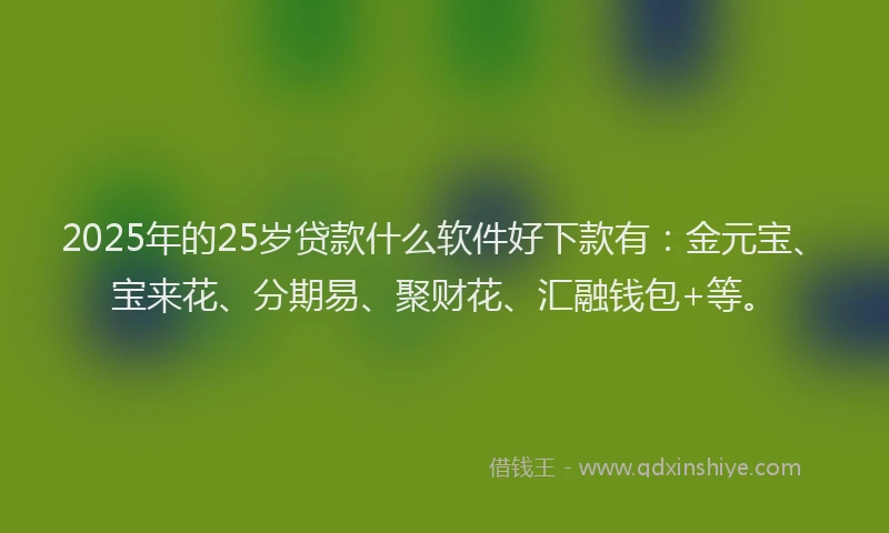 2025年的25岁贷款什么软件好下款有：金元宝、宝来花、分期易、聚财花、汇融钱包+等。