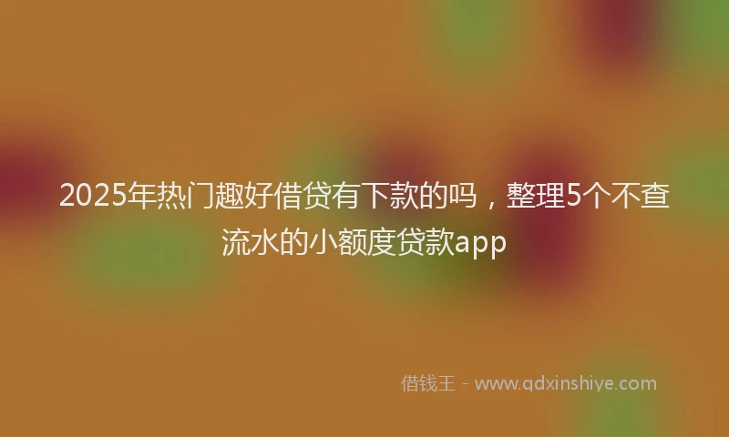 2025年热门趣好借贷有下款的吗，整理5个不查流水的小额度贷款app