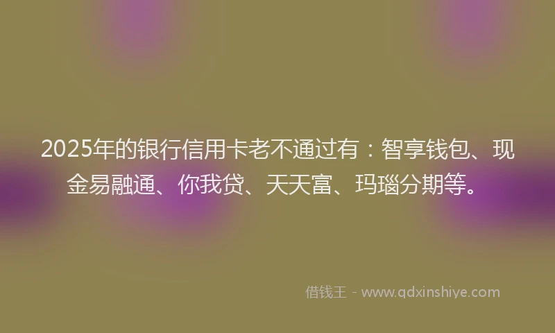 2025年的银行信用卡老不通过有：智享钱包、现金易融通、你我贷、天天富、玛瑙分期等。