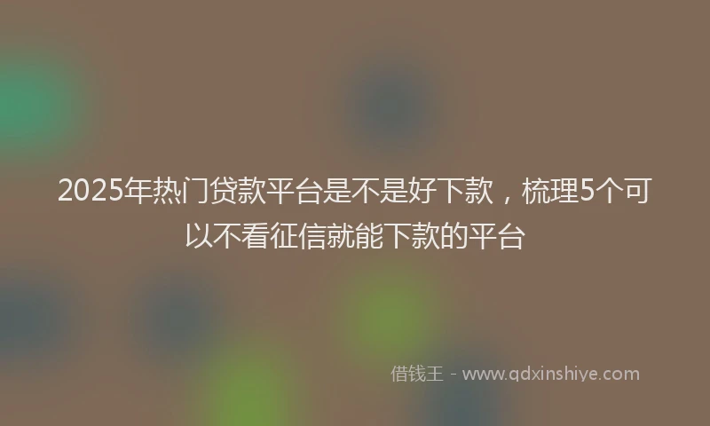 2025年热门贷款平台是不是好下款，梳理5个可以不看征信就能下款的平台