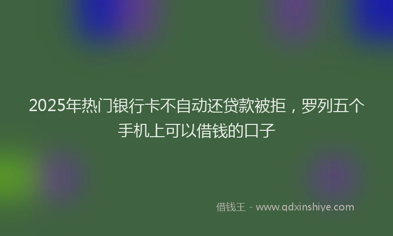 2025年热门银行卡不自动还贷款被拒，罗列五个手机上可以借钱的口子