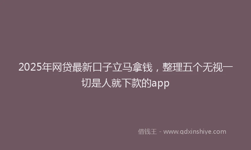 2025年网贷最新口子立马拿钱，整理五个无视一切是人就下款的app