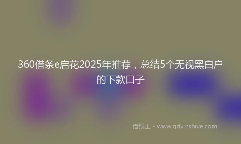 360借条e启花2025年推荐，总结5个无视黑白户的下款口子