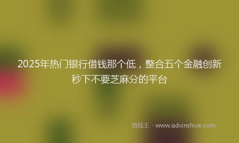 2025年热门银行借钱那个低，整合五个金融创新秒下不要芝麻分的平台