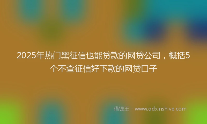 2025年热门黑征信也能贷款的网贷公司，概括5个不查征信好下款的网贷口子