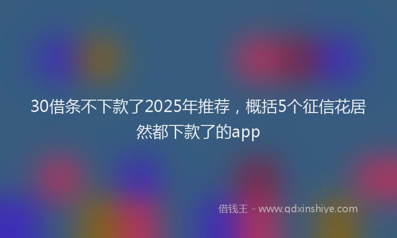 30借条不下款了2025年推荐，概括5个征信花居然都下款了的app
