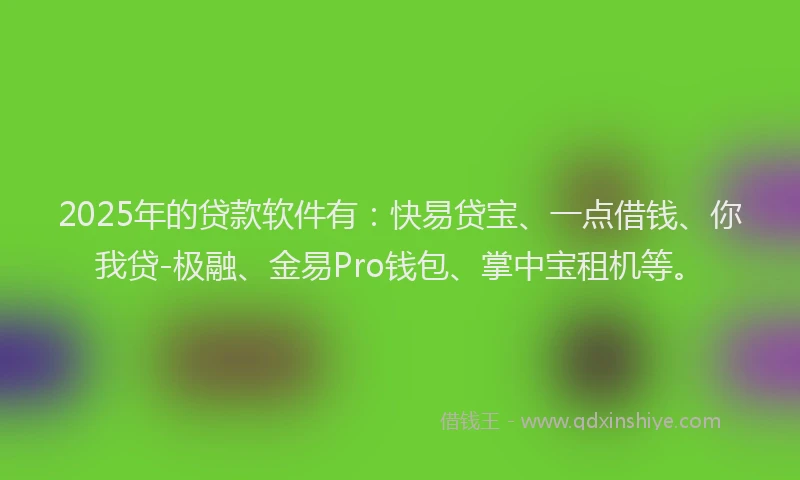 2025年的贷款软件有：快易贷宝、一点借钱、你我贷-极融、金易Pro钱包、掌中宝租机等。
