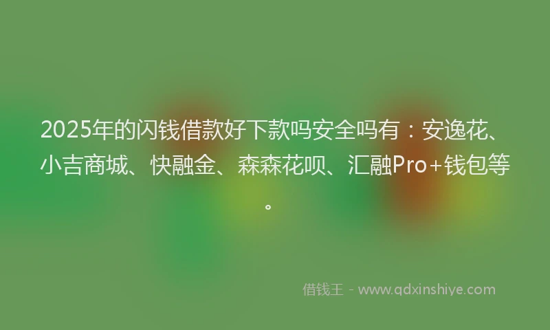 2025年的闪钱借款好下款吗安全吗有：安逸花、小吉商城、快融金、森森花呗、汇融Pro+钱包等。