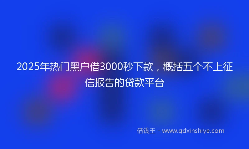 2025年热门黑户借3000秒下款，概括五个不上征信报告的贷款平台