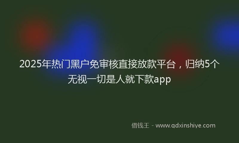 2025年热门黑户免审核直接放款平台，归纳5个无视一切是人就下款app