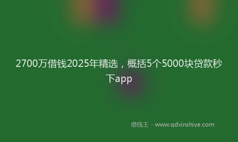 2700万借钱2025年精选，概括5个5000块贷款秒下app