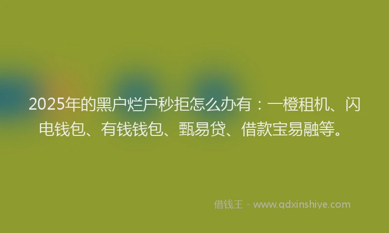 2025年的黑户烂户秒拒怎么办有：一橙租机、闪电钱包、有钱钱包、甄易贷、借款宝易融等。