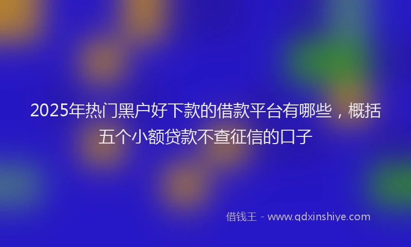 2025年热门黑户好下款的借款平台有哪些，概括五个小额贷款不查征信的口子