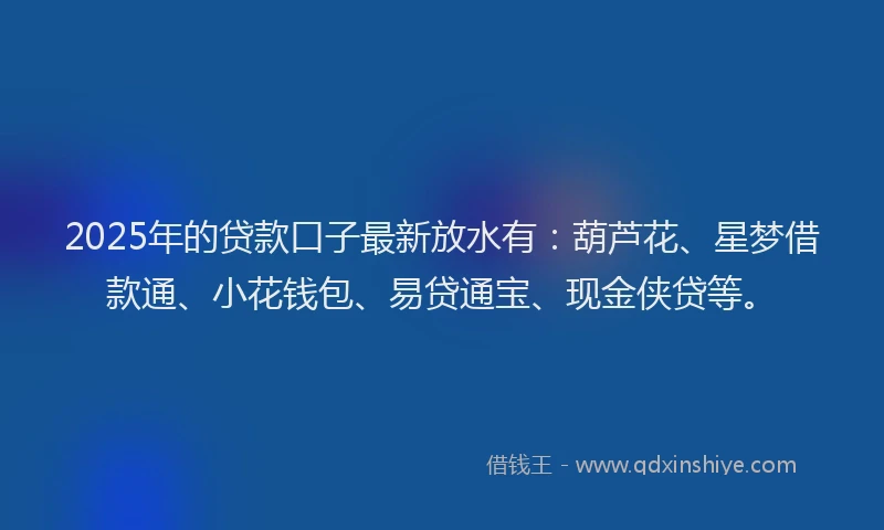 2025年的贷款口子最新放水有：葫芦花、星梦借款通、小花钱包、易贷通宝、现金侠贷等。