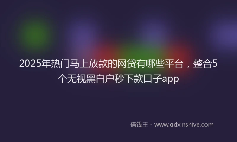 2025年热门马上放款的网贷有哪些平台，整合5个无视黑白户秒下款口子app