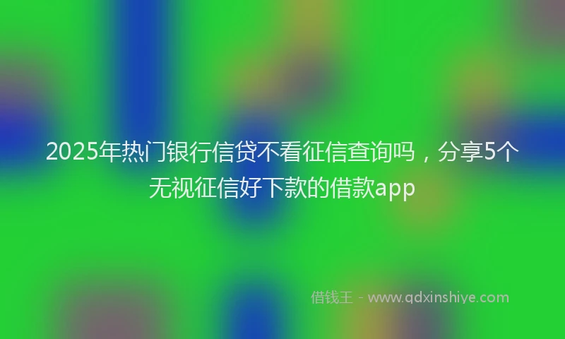 2025年热门银行信贷不看征信查询吗，分享5个无视征信好下款的借款app