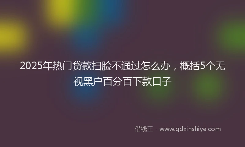 2025年热门贷款扫脸不通过怎么办，概括5个无视黑户百分百下款口子