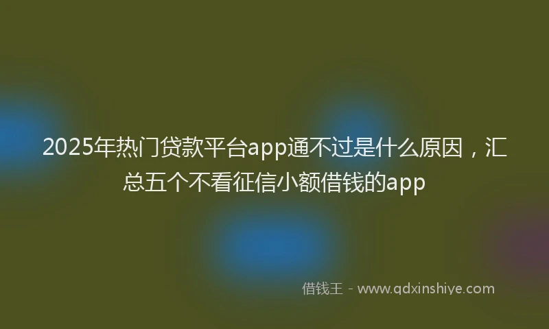 2025年热门贷款平台app通不过是什么原因，汇总五个不看征信小额借钱的app