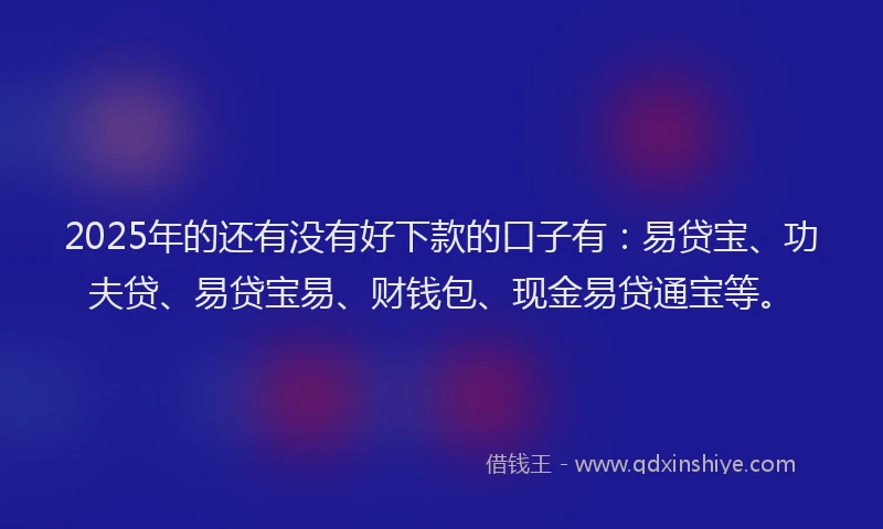 2025年的还有没有好下款的口子有：易贷宝、功夫贷、易贷宝易、财钱包、现金易贷通宝等。