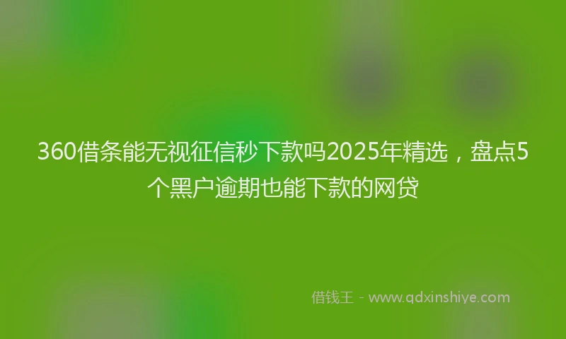 360借条能无视征信秒下款吗2025年精选，盘点5个黑户逾期也能下款的网贷