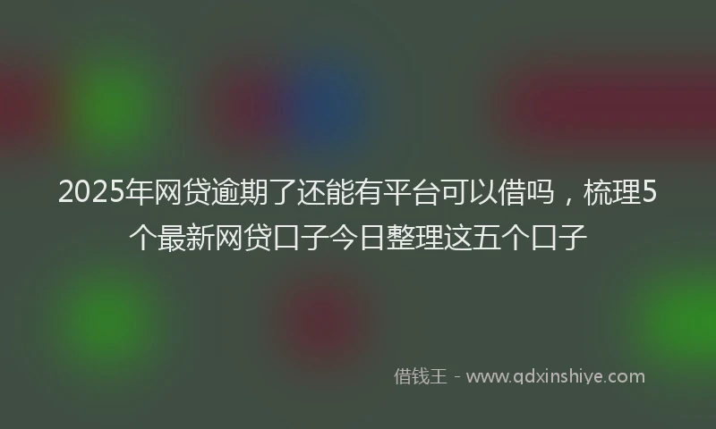 2025年网贷逾期了还能有平台可以借吗，梳理5个最新网贷口子今日整理这五个口子