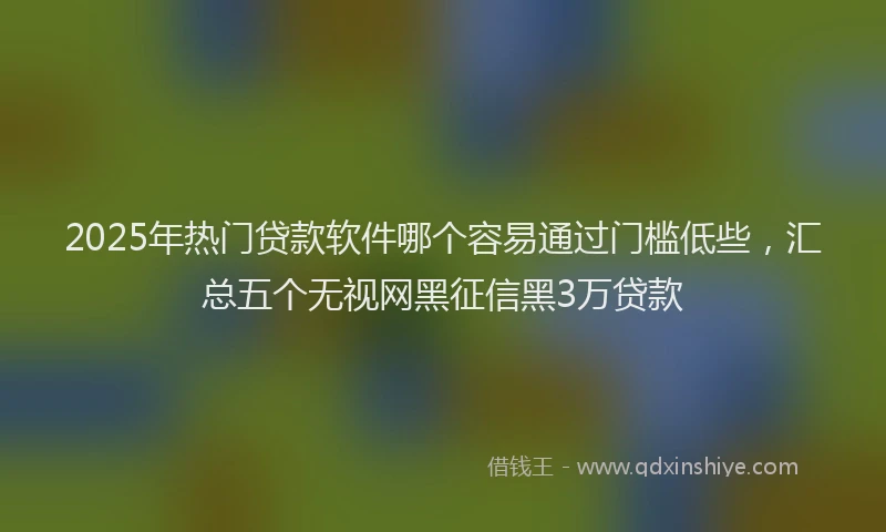 2025年热门贷款软件哪个容易通过门槛低些，汇总五个无视网黑征信黑3万贷款