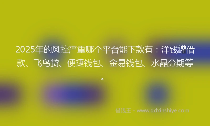 2025年的风控严重哪个平台能下款有：洋钱罐借款、飞鸟贷、便捷钱包、金易钱包、水晶分期等。