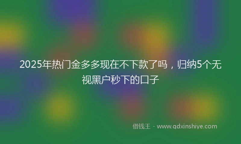 2025年热门金多多现在不下款了吗，归纳5个无视黑户秒下的口子