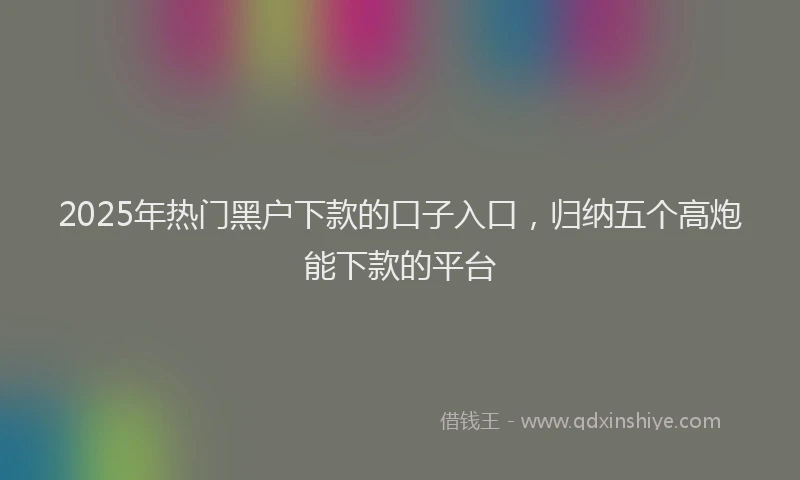 2025年热门黑户下款的口子入口，归纳五个高炮能下款的平台