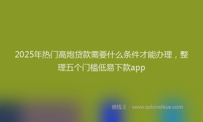 2025年热门高炮贷款需要什么条件才能办理，整理五个门槛低易下款app