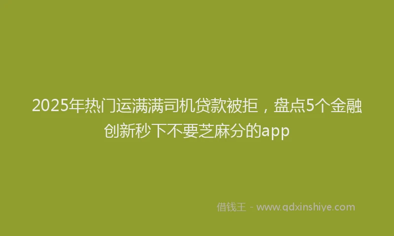 2025年热门运满满司机贷款被拒，盘点5个金融创新秒下不要芝麻分的app